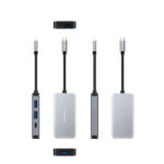 Nanocavo HUB USB-C 5 in 1 - Convertitore 3.2 GEN1 5G a 3 x USB-A 3.0 + USB-C + USB-C PD 100W - Alluminio - 15 cm - Colore grigio - immagine 2