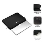 Subblim Business Laptop Sleeve Neoprene Custodia per laptop fino a 14" - Realizzata in neoprene - Sottile e leggera - Doppia cerniera - Colore nero - immagine 2