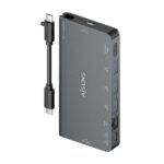Aisens USB-C Dock 8 in 1 - USB-C a 1xHDMI - 1xRJ45 - 3xUSB-A - 1xUSB-C Dati+PD - 1xSD - 1xMicro SD - 10 cm - Colore grigio - immagine 3