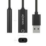 Aisens Convertitore da USB-A ad audio 48 KHz - USB-A/M-JACK 3,5/H - 10 cm - Colore nero - immagine 3