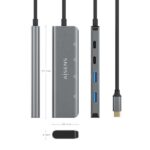Hub USB 3.2 GEN1 5G USB-C - USB-C/M-2xUSB-C/H-2xUSB-A/H - 15 cm - Colore grigio - immagine 4
