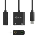 Aisens Convertitore USB-C ad Audio 48KHz - USB-C/M-2xJACK 3.5/H - 10cm - Colore Nero - immagine 3