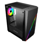 Unykach Mini Glayze Case Micro-ATX - Illuminazione ARGB - Lato in vetro temperato - USB-A 2.0/3.0 e audio - 1 ventola RGB da 120 mm installata - Colore nero - immagine 4