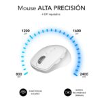 Subblim Confort Ergo Dual Mouse wireless Bluetooth, USB 2,4 GHz 2400 dpi - 5 pulsanti - Per destrimani - Colore bianco - immagine 4