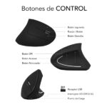 Subblim Glide Vertical Ergo Dual Mouse verticale Bluetooth, USB 2,4 GHz 1600 dpi - 5 pulsanti - Per destrimani - Colore nero - immagine 4
