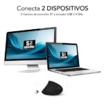 Subblim Glide Vertical Ergo Dual Mouse verticale Bluetooth, USB 2,4 GHz 1600 dpi - 5 pulsanti - Per destrimani - Colore nero - immagine 5