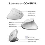 Subblim Glide Vertical Ergo Dual Mouse verticale Bluetooth, USB 2,4 GHz 4000 dpi - 5 pulsanti - Per destrimani - Colore bianco - immagine 4