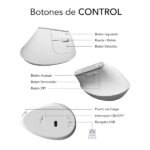 Subblim Nature Vertical Ergo Dual Mouse verticale Bluetooth, USB 2,4 GHz 4000 dpi - 5 pulsanti - Per destrimani - Colore bianco - immagine 4