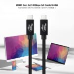 Nanocavo Cavo USB 4 Gen 3x2 40Gbps 5A/240W - USB-C/M-USB-C/M - 1m - Colore nero - immagine 3