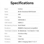 Vention Switch/Splitter HDMI 2.1 8K Bidirezionale HDMI Femmina/USB-C Femmina a 2x HDMI Femmina - Colore Grigio - immagine 5