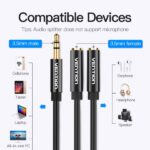 Cavo stereo Vention Jack 3,5 maschio a 2x Jack 3,5 femmina - 0,3 m - Colore nero - immagine 5