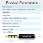 Vention Adattatore da jack maschio da 3,5 mm a jack femmina da 2,5 mm - Colore nero - immagine 5