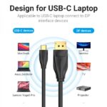 Cavo convertitore Vention da USB-C maschio a Displayport maschio - 2 m - Colore nero - immagine 5