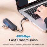 Vention HUB 5 in 1 da USB 2.0 a 3xUSB2.0/MicroUSB/RJ45 - 0,15 m - Colore nero - immagine 3