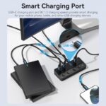 Vention HUB 4 in 1 USB 3.0 a 4xUSB/USB-C PD Include cavo di ricarica USB maschio - USB-C - Colore nero - immagine 3