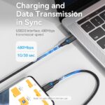 Cavo Vention da USB-C maschio a USB-C maschio 3A 60W LED - 1 m - Cotone intrecciato nero - immagine 3