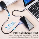 Vention HUB 5 in 1 da USB-C a USB3.0*4/PD - 0,15 m - Colore grigio pianoforte - immagine 3