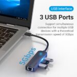 Vention HUB 5 in 1 da USB-C a 3xUSB3.0/RJ45/Micro B alimentato - 0,15 m - Colore nero - immagine 4