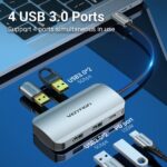 Vention HUB 5 in 1 da USB-C a 4xUSB3.0/PD100W - 0,15 m - Colore grigio - immagine 3