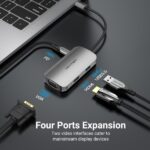 Vention Docking Station 4 in 1 da USB-C a HDMI/VGA/USB3.0/PD100W - 0,15 m - Colore grigio - immagine 3