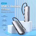 Vention Docking Station 6 in 1 USB-C a HDMI 4K/3xUSB3.0/RJ45/PD100W - 0,15 m - Colore grigio - immagine 5