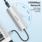 Vention Docking Station 9 in 1 USB-C a HDMI 4K/3xUSB3.0/RJ45/Lettore SD/MicroSD/Jack Audio/PD100W - 0,15 m - Colore grigio - immagine 5