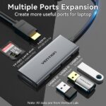 Vention Docking Station 6 in 1 USB-C a HDMI 4K/3xUSB 3.0/Lettore SD/MicroSD - 0,15 m - Colore grigio - immagine 3