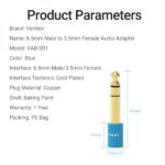 Vention Adattatore da jack maschio da 6,5 mm a jack femmina da 3,5 mm - Colore blu - immagine 5