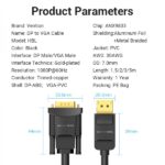 Cavo convertitore Vention da Displayport maschio a VGA maschio - 2 m - Colore nero - immagine 5