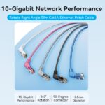 Vention Cavo di rete UTP RJ45 Slim Cat.6A Testina girevole a 360º Angolo retto - 0,5 m - Colore bianco - immagine 3
