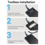 Vention Box esterno per disco rigido da 2,5" USB 3.0 a Micro USB senza viti - Colore nero - immagine 4