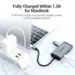 Vention Docking Station 6 in 1 USB-C a HDMI 4K/3xUSB3.0/RJ45/PD87W - 0,15 m - Colore grigio - immagine 3