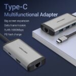 Vention Docking Station 6 in 1 USB-C a HDMI 4K/3xUSB3.0/RJ45/PD87W - 0,15 m - Colore grigio - immagine 5