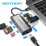 Vention Docking Station 7 in 1 USB-C a HDMI 4K/3xUSB3.0/RJ45/Lettore SD/TF/PD87W - 0,15 m - Colore grigio - immagine 3