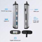 Vention Docking Station 7 in 1 USB-C a HDMI 4K/3xUSB3.0/RJ45/Lettore SD/TF/PD87W - 0,15 m - Colore grigio - immagine 5