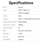 Vention Adattatore USB3.1 Tipo-C maschio a USB femmina OTG con cordino - Alluminio grigio - immagine 5