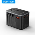 Vention Adattatore da viaggio universale GaN 65W - 3 porte USB (C+C+A 65W/65W/30W) - Colore nero
