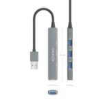Hub USB ultrasottile in alluminio Aisens - 1xUSB3.0 + 3xUSB2.0 - Alta velocità 5 Gbps - Alimentazione tramite bus USB - Colore grigio - immagine 4