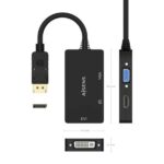 Aisens Convertitore MST/SST Displayport a DVI/HDMI/VGA 3 in 1 - Connettore DP maschio - Uscite HDMI 4K@60Hz, DVI e VGA - Supporta modalità SST e MST - Colore nero - immagine 4