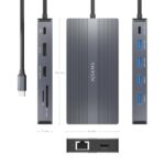 Aisens Convertitore USB-C 12 in 1 - Custodia in alluminio - Leggero e portatile - Connessione a 3 schermi - Power Delivery 100W - Ethernet RJ45 - Porte USB-A e USB-C - Lettori di schede SD e Micro SD - immagine 3