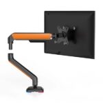 Aisens Supporto da tavolo RGB Gaming per monitor/TV - Girevole e inclinabile - Illuminazione RGB - Acciaio e alluminio - Compatibile Vesa - Carico massimo 9 kg - Braccio articolato - Sistema di passaggio cavi - Colore nero/arancione - immagine 3