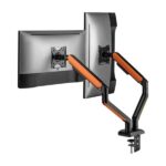 Aisens Supporto da tavolo professionale per gaming RGB - Girevole e inclinabile - Acciaio ad alta resistenza - Illuminazione ambientale - Compatibile con Vesa - Carico massimo 9 kg - Sistema passacavi - Colore nero/arancione - immagine 3