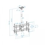 Tooq Supporto a soffitto per 2 schermi da 43-86" - Angolo di rotazione 180º - Inclinabile - Gestione dei cavi - Peso max. per schermo 50 kg - VESA max. 600x400 mm - Colore nero - immagine 5