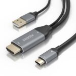 Cavo convertitore Aisens in alluminio da HDMI V2.0 a USB-C 4K@60Hz - HDMI/M+USB-A/M-USB-C/M - 1,8 m - Colore grigio - immagine 3