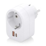 Aisens Presa multipla da parete multifunzione con 1 presa + 1xUSB-C 20W PD3.0 - 1xUSB-A 20W QC3.0 - Colore bianco - immagine 2