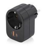 Aisens Presa a muro multifunzione con 1 presa + 1xUSB-C 20W PD3.0 - 1xUSB-A 20W QC3.0 - Colore nero - immagine 2