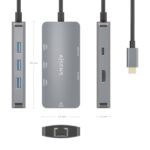 Aisens USB-C Dock 6 in 1 - USB-C a 1xHDMI - 1xRJ45 - 3xUSB-A - 1xUSB-C PD - 15 cm - Colore grigio - immagine 4