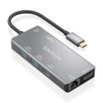 Aisens USB-C Dock 9 in 1 - USB-C a 2xHDMI - 1xRJ45 - 2xUSB-A USB3.0 - 1xUSB-A USB2.0 - 1xUSB-C PD - 1xSD - 1xMicro SD - 15 cm - Colore grigio - immagine 2