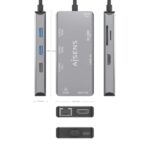 Aisens USB-C Dock 9 in 1 - USB-C a 2xHDMI - 1xRJ45 - 2xUSB-A USB3.0 - 1xUSB-A USB2.0 - 1xUSB-C PD - 1xSD - 1xMicro SD - 15 cm - Colore grigio - immagine 4