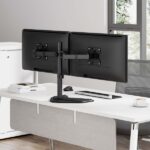 Aisens Supporto da tavolo con base ecologica girevole e inclinabile per monitor/TV 10 kg (3 perni - 2 bracci) da 17-32" - Colore nero - immagine 4